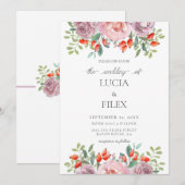 Invitation Rose de printemps aquarelle Mariage Floral (Devant / Derrière)