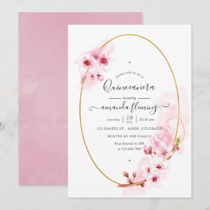 Invitation Rose de printemps Cerisier Fleur de Quinceañera