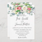Invitation Rose de Protea rustique Blush Mariage floral ivoir (Devant / Derrière)