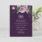 Invitation Rose de prunes pourpres d'aubergine femmes 90e ann (Debout devant)