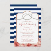 Invitation Rose  de rayures d'or Fête des mariées florale (Devant / Derrière)