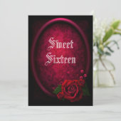 Invitation Rose de sang gothique encadré élégant (Debout devant)