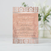 Invitation Rose de soie Gold Copper Silver Damask Bridal 16e (Debout devant)