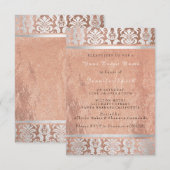Invitation Rose de soie Gold Copper Silver Damask Bridal 16e (Devant / Derrière)