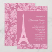 Invitation Rose de sucrerie dans la Fête de la mariée de (Devant / Derrière)
