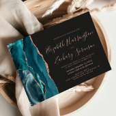 Invitation Rose de thé or agate sombre mariage horizontal
