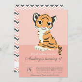 Invitation rose de tigre orange moderne (Devant / Derrière)