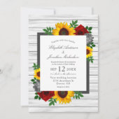 Invitation Rose de tournesol Automne Floral Mariage de bois (Devant)