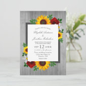 Invitation Rose de tournesol Automne Floral Mariage de bois (Debout devant)