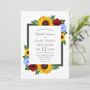 Invitation Rose de tournesol Automne Mariage floral