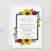 Invitation Rose de tournesol Baby shower floral d'automne (Devant)