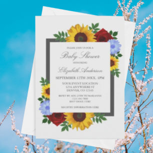 Invitation Rose de tournesol Baby shower floral d'automne