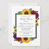 Invitation Rose de tournesol Baby shower floral d'automne (Devant)