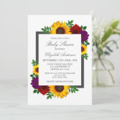 Invitation Rose de tournesol Baby shower floral d'automne (Debout devant)