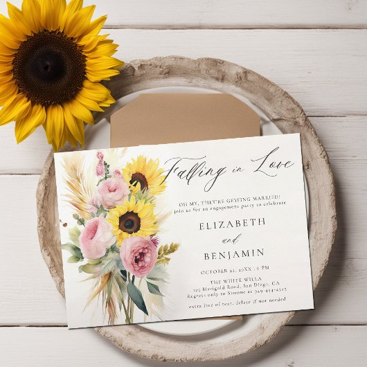 Invitation Rose de tournesol Boho Peony Pampas