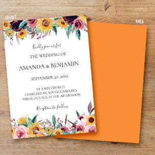 Invitation Rose de tournesol Bourgogne Rustique Automne Maria