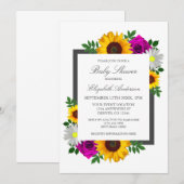 Invitation Rose de tournesol Daisy Baby shower floral (Devant / Derrière)