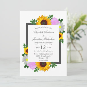 Invitation Rose de tournesol Daisy Floral Mariage