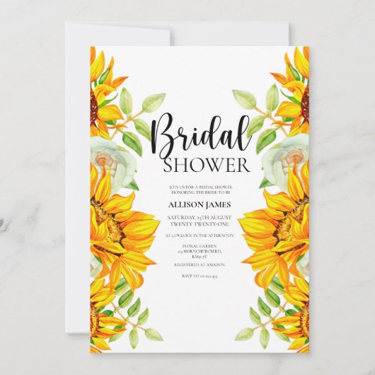 Invitation Rose de tournesol douche nuptiale (Devant)