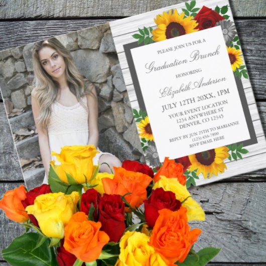 Invitation Rose de tournesol Floral Graduation Brunch