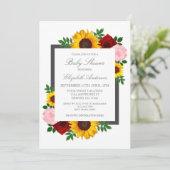 Invitation Rose de tournesol Peonies Automne Baby shower Flor (Debout devant)