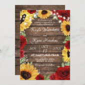 Invitation Rose de tournesol rustique Arrière - plan Mariage (Devant / Derrière)