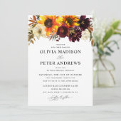 Invitation Rose de tournesol rustique Bourgogne Automne Maria (Debout devant)