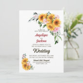 Invitation Rose de tournesol tout en un Mariage (Debout devant)