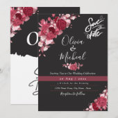 Invitation Rose de vin de Bourgogne moderne typographie maria (Devant / Derrière)