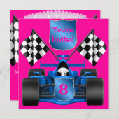 Invitation ROSE de VOITURE DE COURSE (Devant / Derrière)