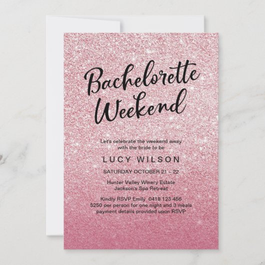 Invitation rose de week-end de Bachelorette de (Devant)