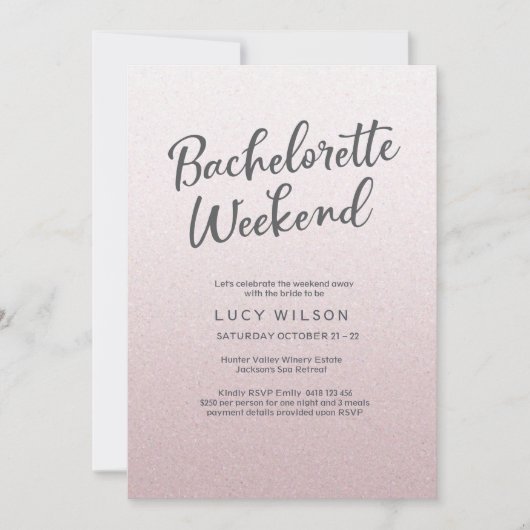 Invitation rose de week-end de Bachelorette de (Devant)