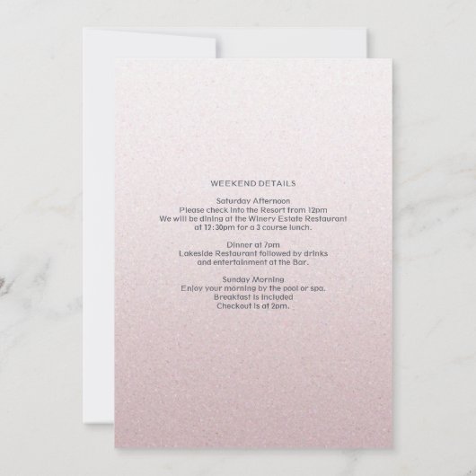 Invitation rose de week-end de Bachelorette de (Dos)