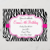 Invitation rose de zèbre (Devant / Derrière)