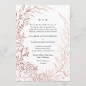 Invitation Rose d'élégance noire raffinée couronne or Monogra (Devant)