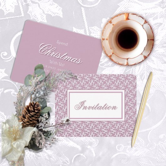 Invitation rose dentelle victorienne
