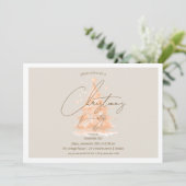 Invitation Rose d'entreprise Gold Christmas Tree Fête de Noël (Debout devant)