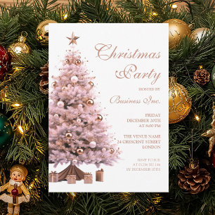 Invitation Rose d'entreprise Gold Christmas Tree Fête de Noël