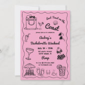 Invitation Rose Dernier Toast sur la Côte Week-end de l'Enter (Devant)