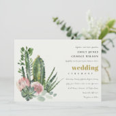 INVITATION ROSE DÉSERT FLORAL CACTI FAUNA MARIAGE D'EAU (Debout devant)