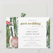 INVITATION ROSE DÉSERT FLORAL CACTI FAUNA POST MARIAGE BRUCH (Devant / Derrière)