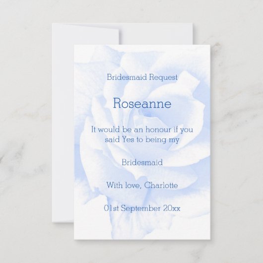Invitation Rose Design Bleu couleur Bridesmaid Demande (Devant)