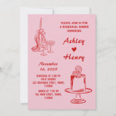 Invitation Rose Dessiné à la Main la Veille du Dîner de Répét (Dos)