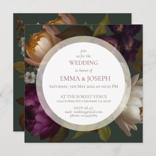 Invitation Rose d'été Boho Mariage d'estime Vintage (Devant / Derrière)