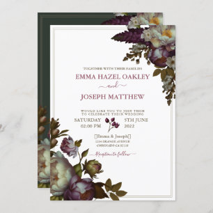 Invitation Rose d'été Boho Mariage d'estime Vintage