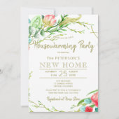 Invitation Rose d'été jardin élégant chic nouvelle maison fêt (Devant)