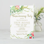 Invitation Rose d'été jardin élégant chic nouvelle maison fêt (Debout devant)