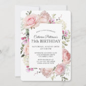 Invitation Rose d'été Jardin Floral 75e fête d'anniversaire (Devant)