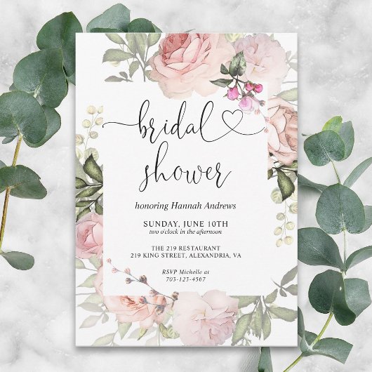 Invitation Rose d'été Jardin rose nuptiale de douche Invitati