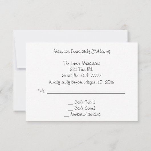 Invitation Rose d'été Réception de mariage RSVP (Dos)